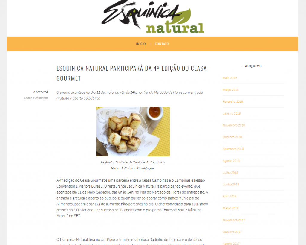Blog do restaurante Esquinica Natural