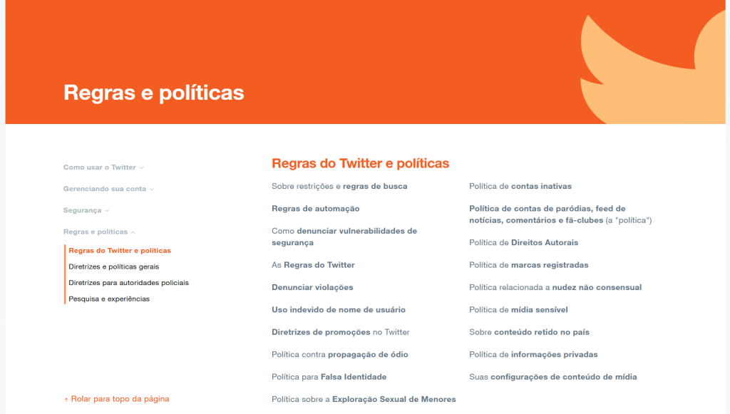 Regras e políticas do Twitter